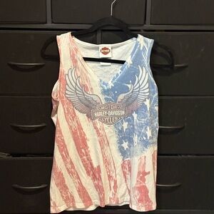 Harley-Davidson Red and Blue Tank Top